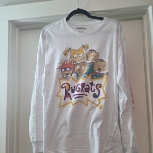 Rugrats Nickelodeon Graphic Long Sleeve Tee | White Red | Men's Size M |